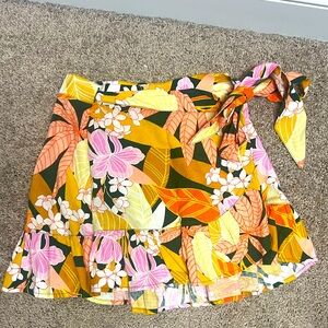 Aerie bright floral wrap skirt
